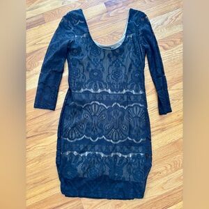 H&M Black Long Sleeve Lace Dress Size S Small